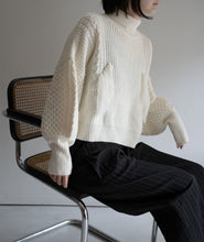 画像をギャラリービューアに読み込む, high neck fringe knit CH