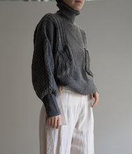 画像をギャラリービューアに読み込む, high neck fringe knit CH