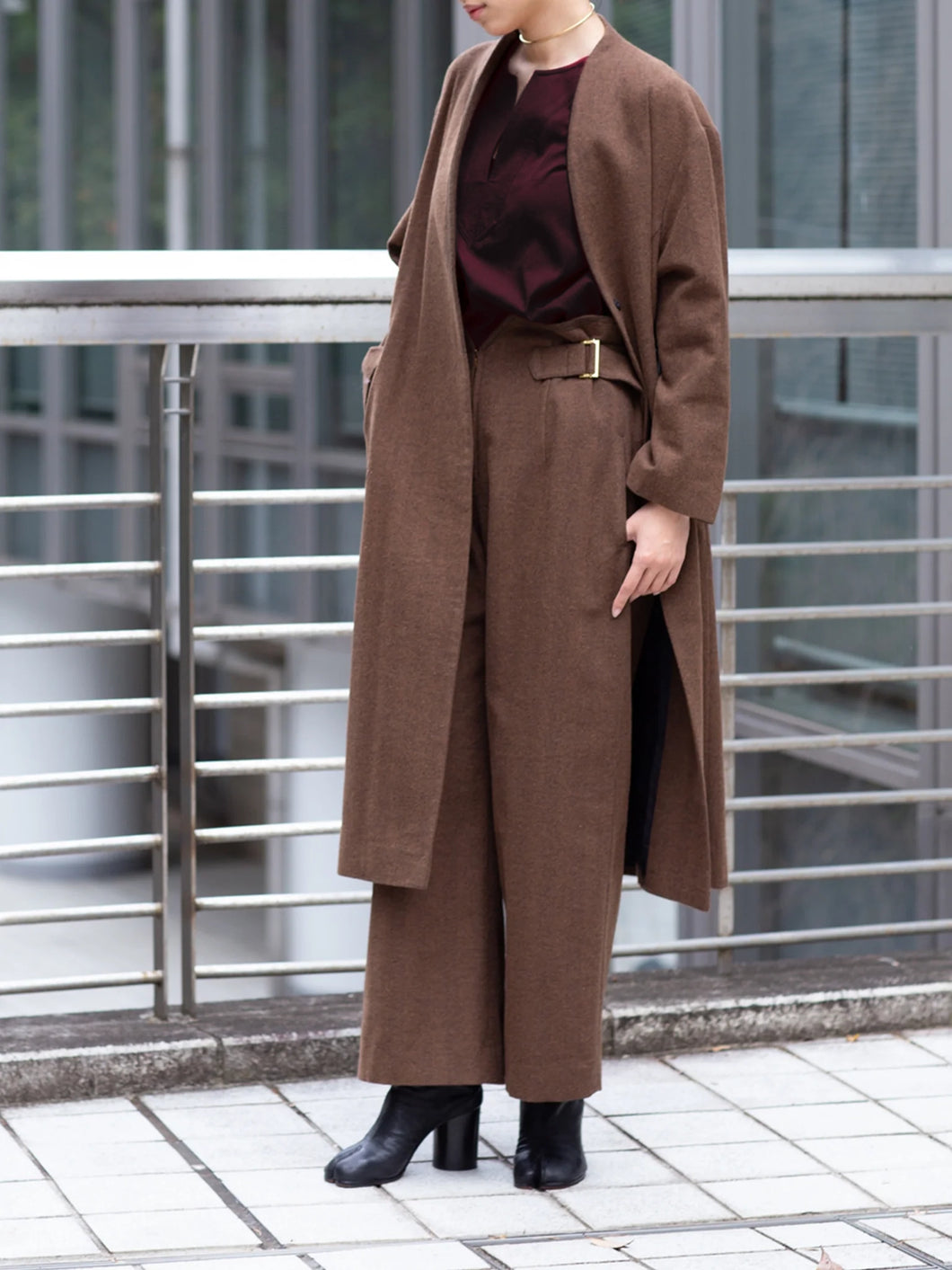 tweed belted pants