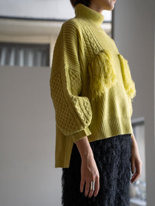 high neck fringe knit