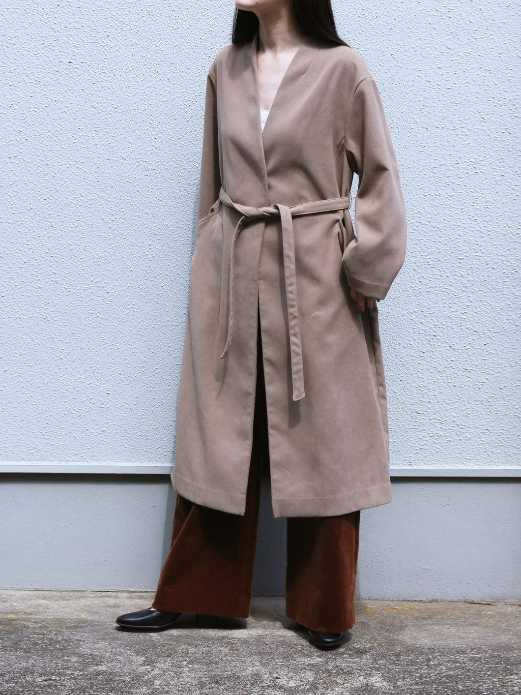 suede light coat MIDI