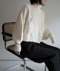 high neck fringe knit CH